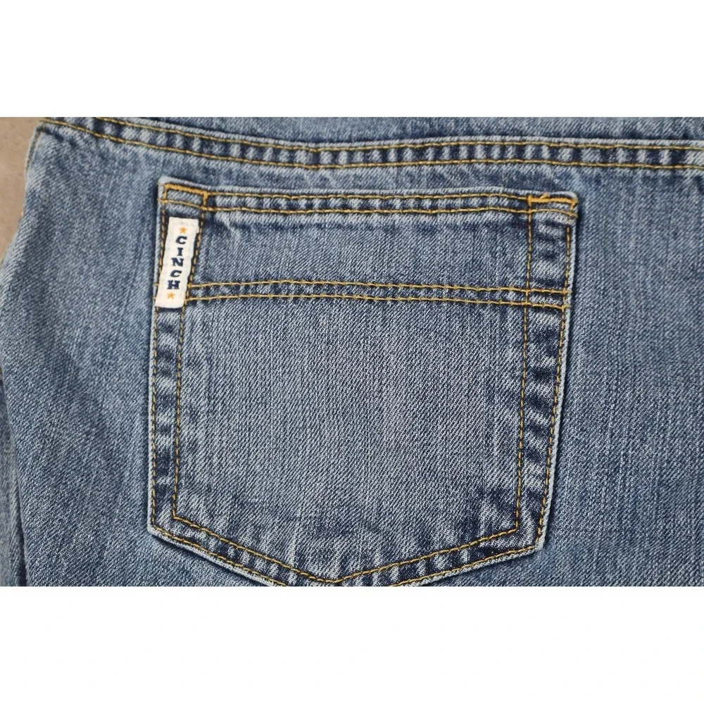 Cinch‎ Jeans Mens 38x32 Blue Medium Wash Bootcut Relaxed Logo Five Pocket Denim